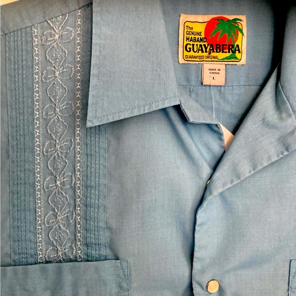 Classic guayabera button up baby blue - Picture 1 of 7